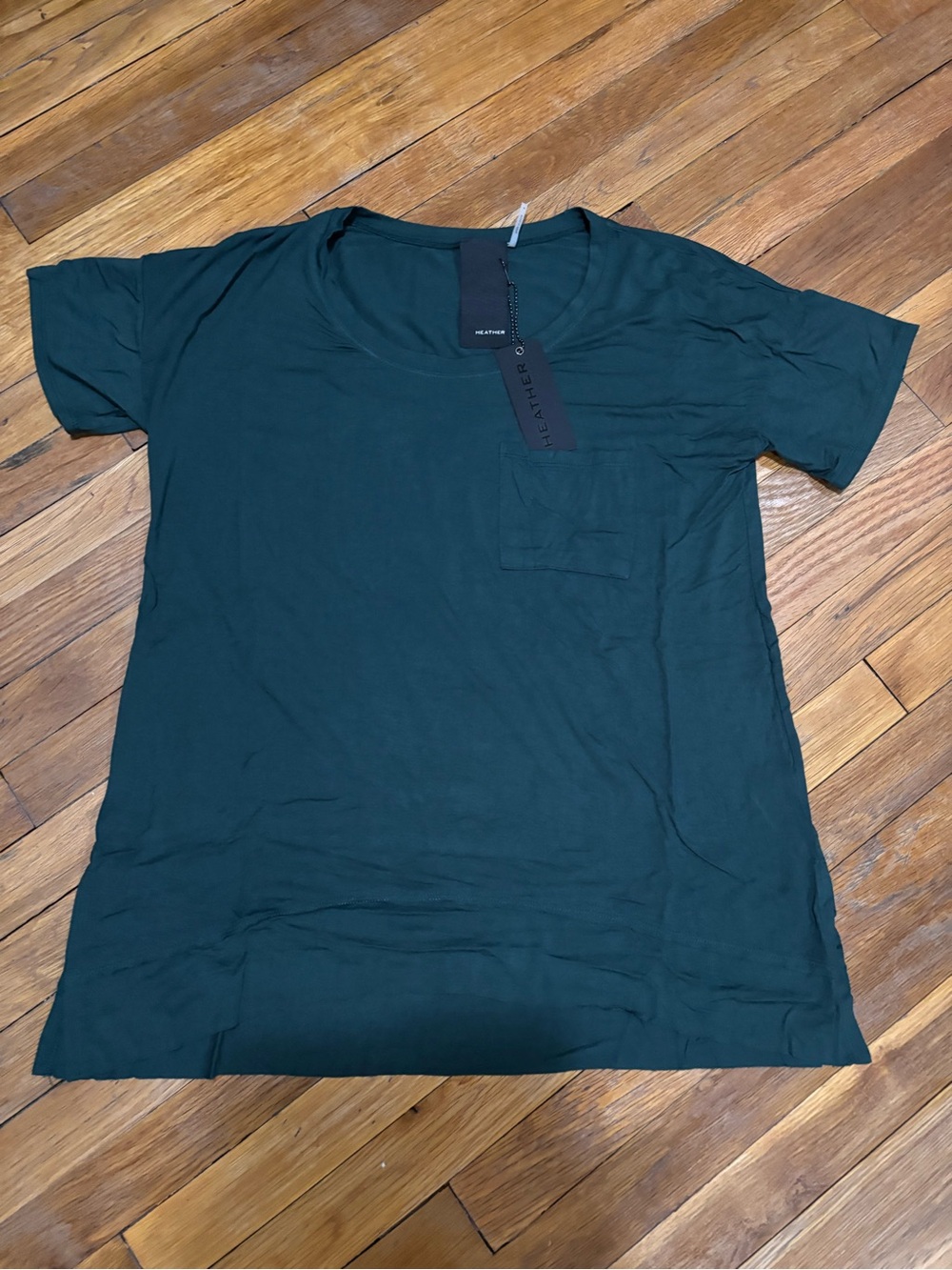 Heather women’s Dark Teal Short Sleeve blouse with Pocket